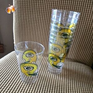Vintage Green Bay Packers Plastic Cocktail Glass Beverage Set of 10